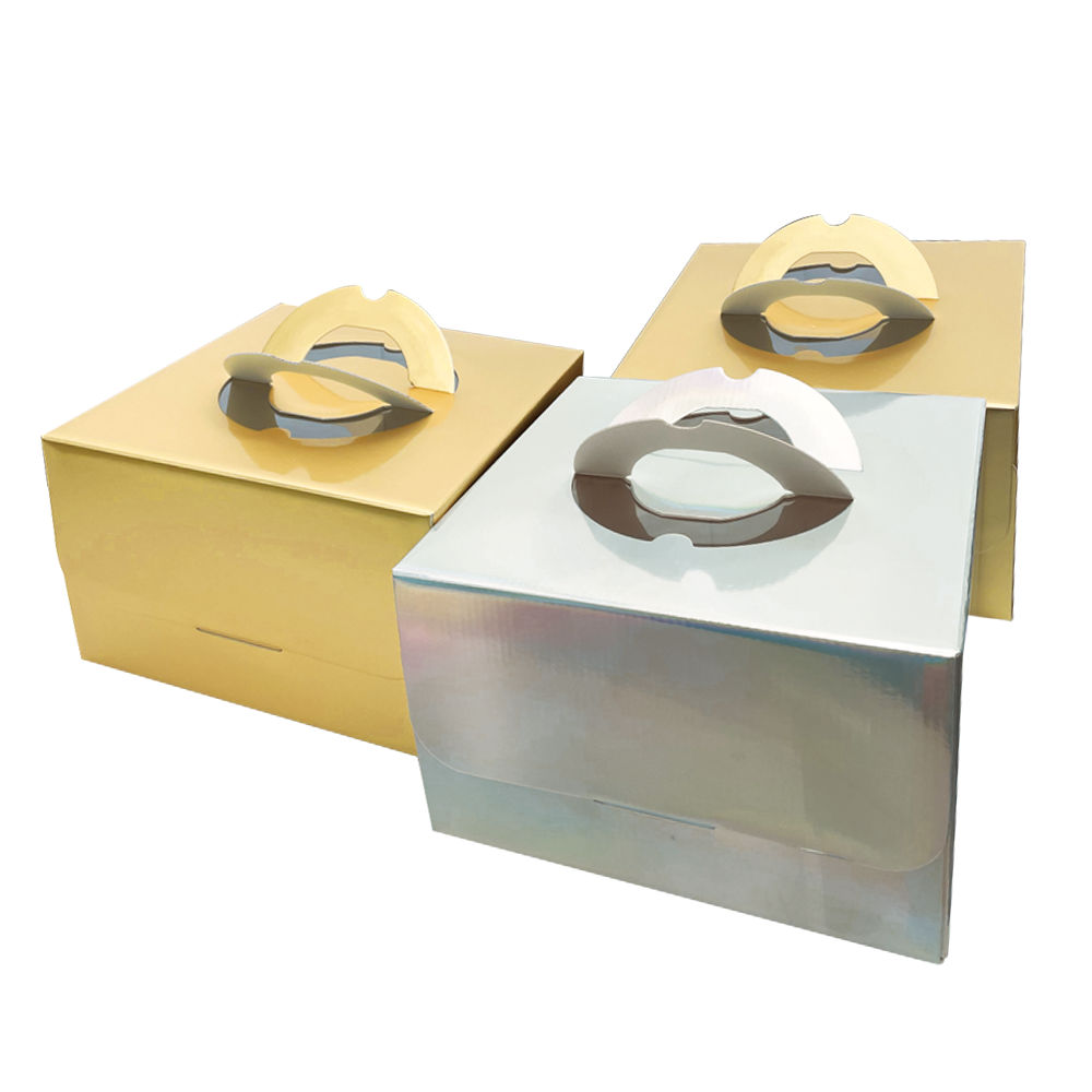 Silver and Gold Pastry Boxes with handles