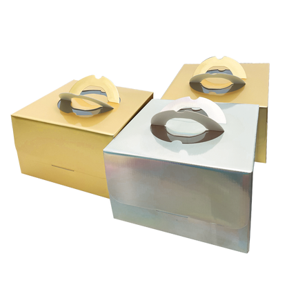 Silver and Gold Pastry Boxes with handles