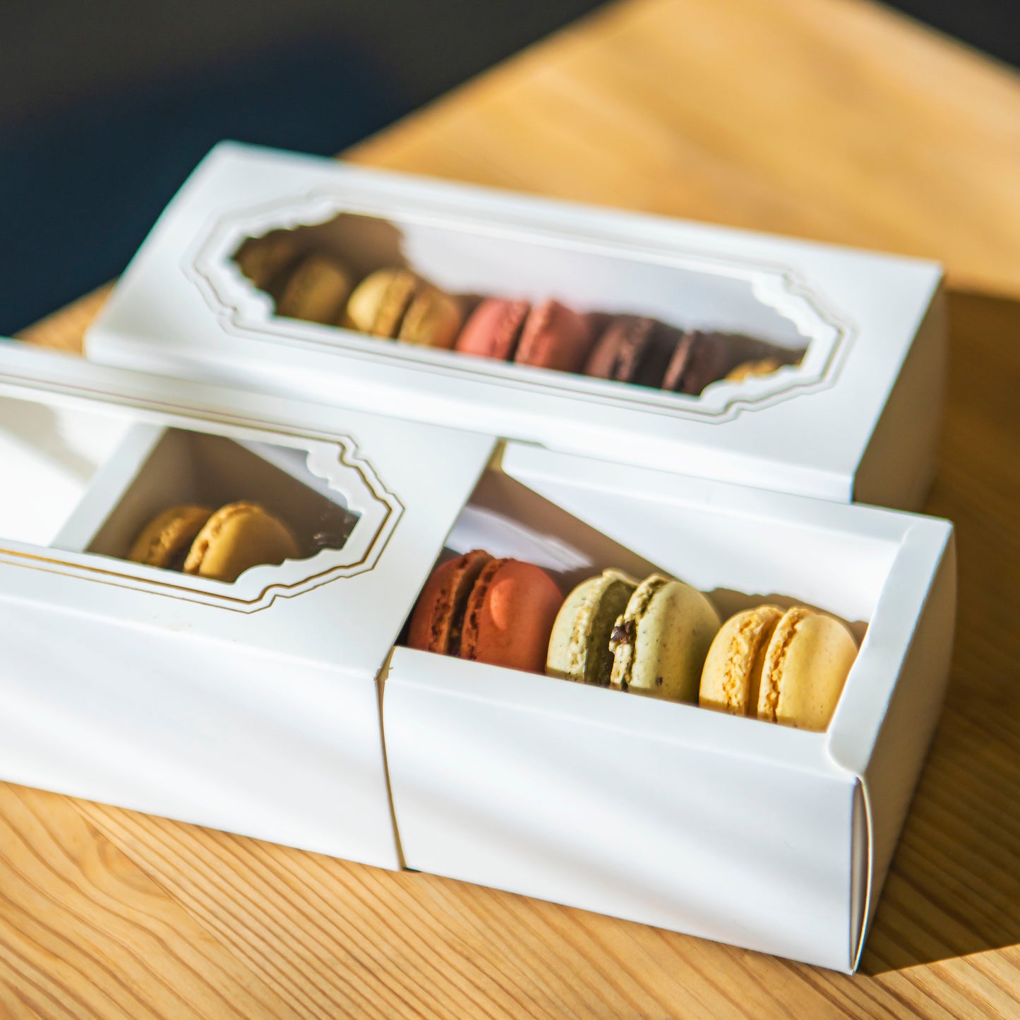 Macaron in an open box